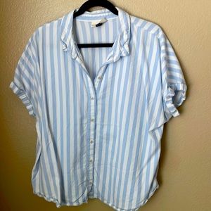 Universal thread blue and white striped button down